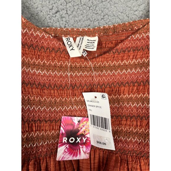 Roxy Women's Maxi Dress Ginger Spice Smocked Tiered  Orange Size XXL NWT's - Picture 6 of 8